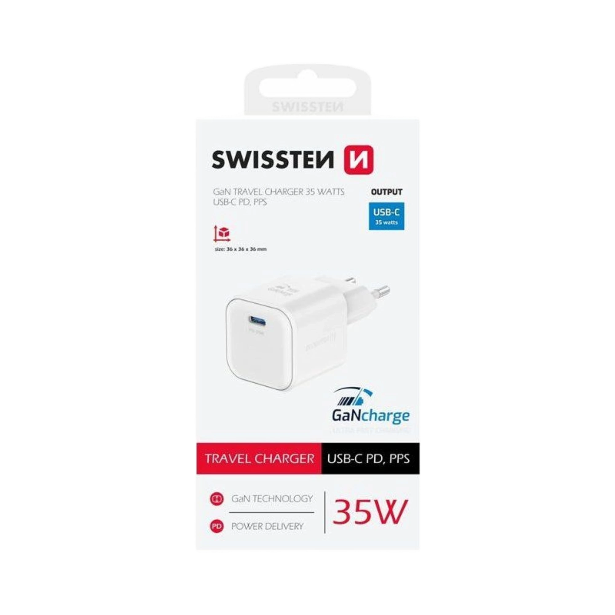 Karikues GaN 1x USB-C 35W POWER DELIVERY SWISSTEN